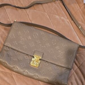 Louis Vuitton Taupe Crossbody Bag with Gold Accents